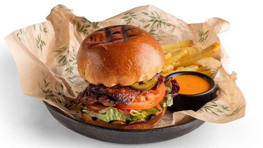 Mexican burger with grilled chicken