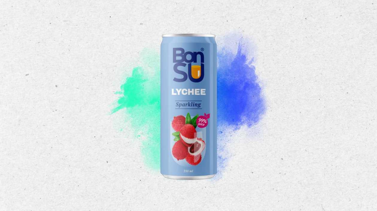 Gāzēts atspirdzinošs liči sulas dzēriens BONSU, 330 ml