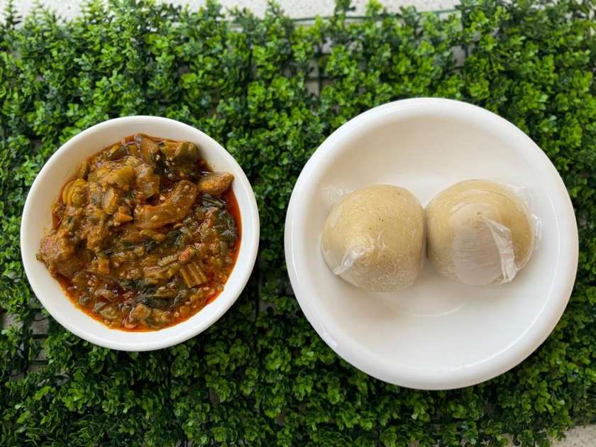 Banku with Okro