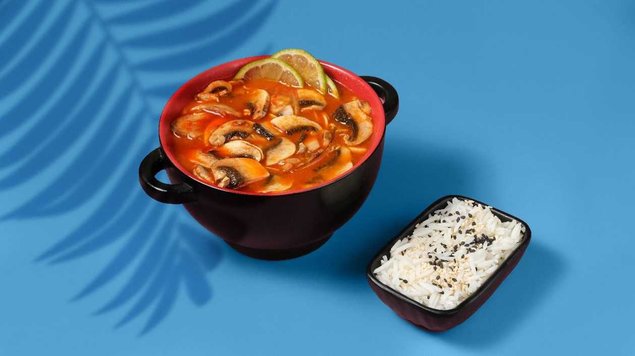 Tom-Yum with Mushroom and Rice