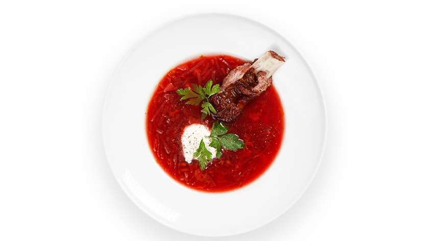 Borsch with smoked pork rib