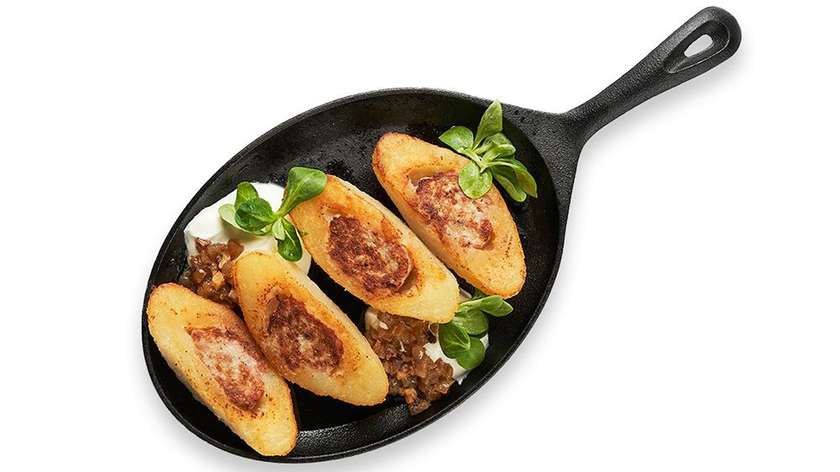 Fried potato dumplings with meat