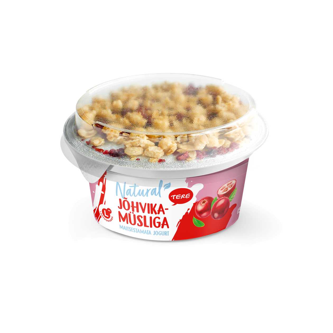 Tere, Natural laktoosivaba jogurt jõhvikamüsliga, 150g (aegub peagi)