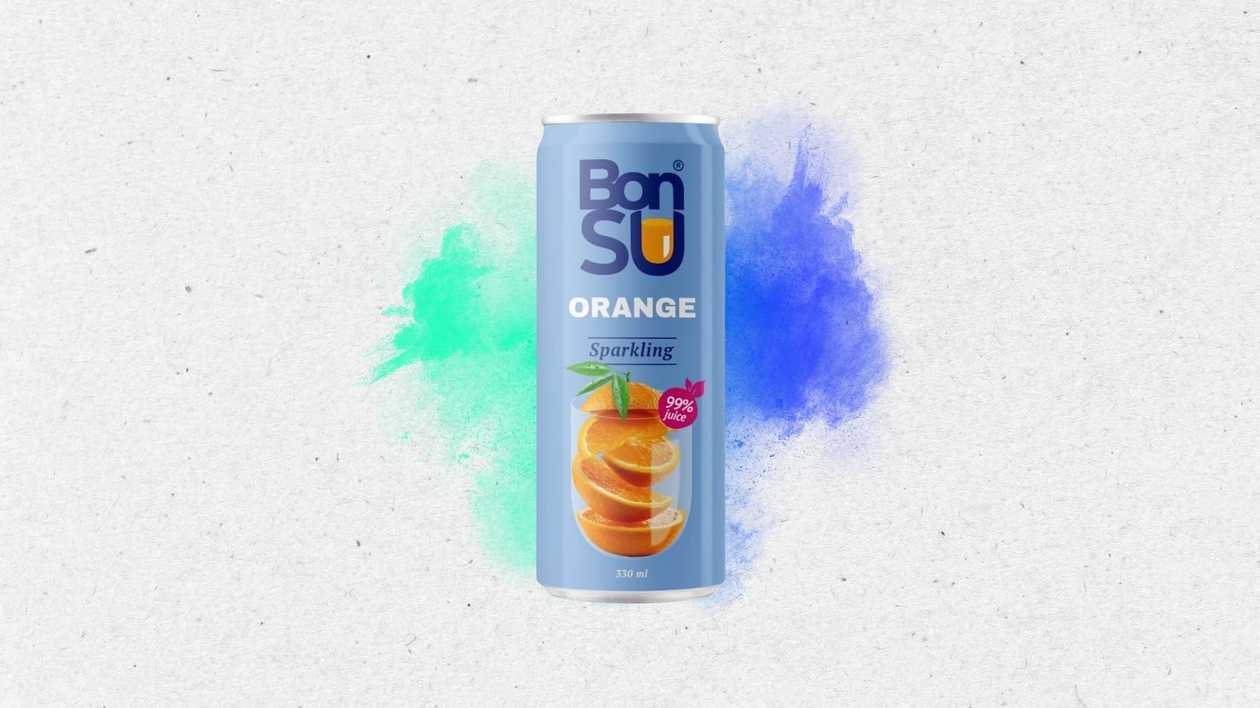 Gāzēts atspirdzinošs apelsīnu sulas dzēriens BONSU, 330 ml