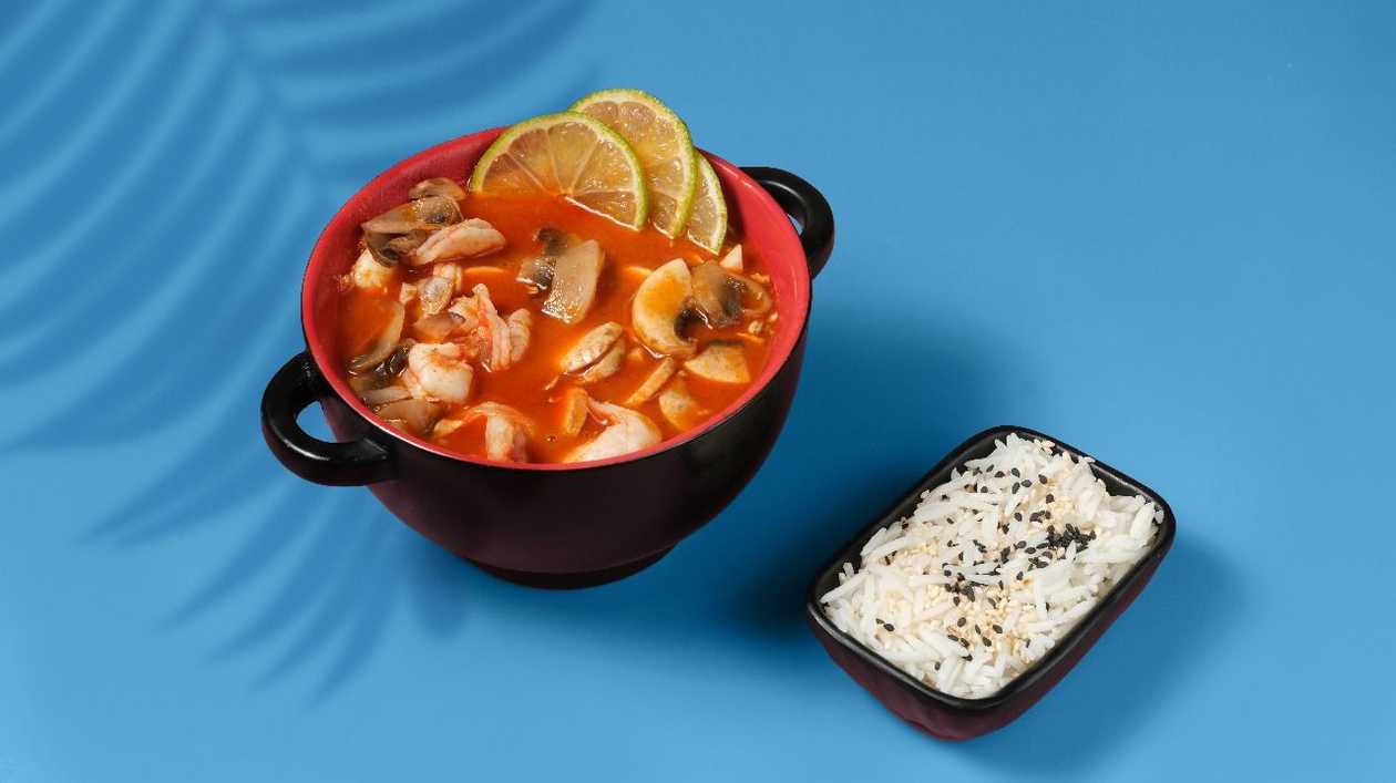 Tom-Yum with Shrimp and Rice
