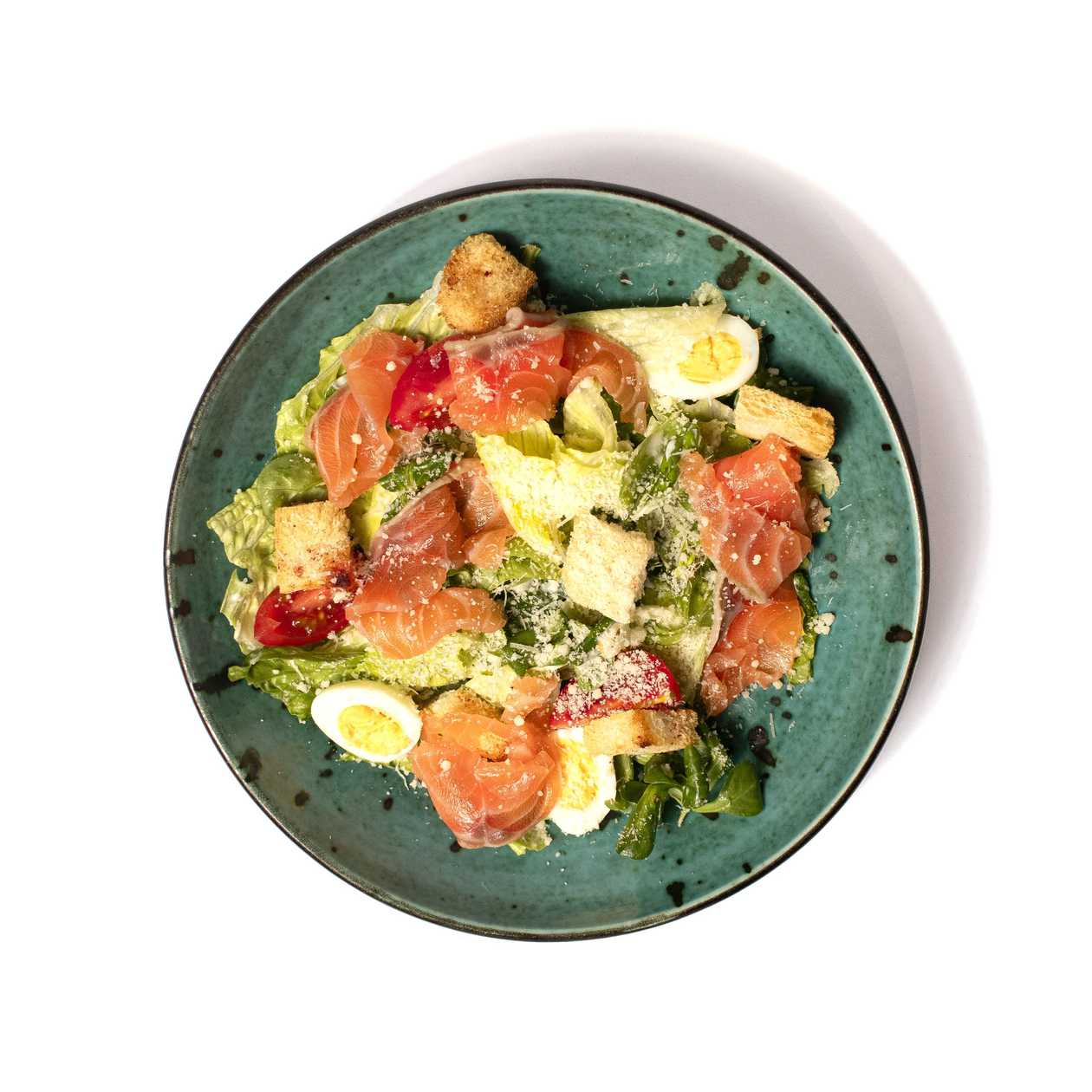 Caesar Salad with lightly salted salmon