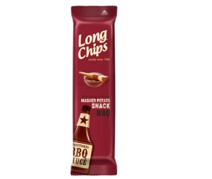 Long chips with sweet chili sauce.