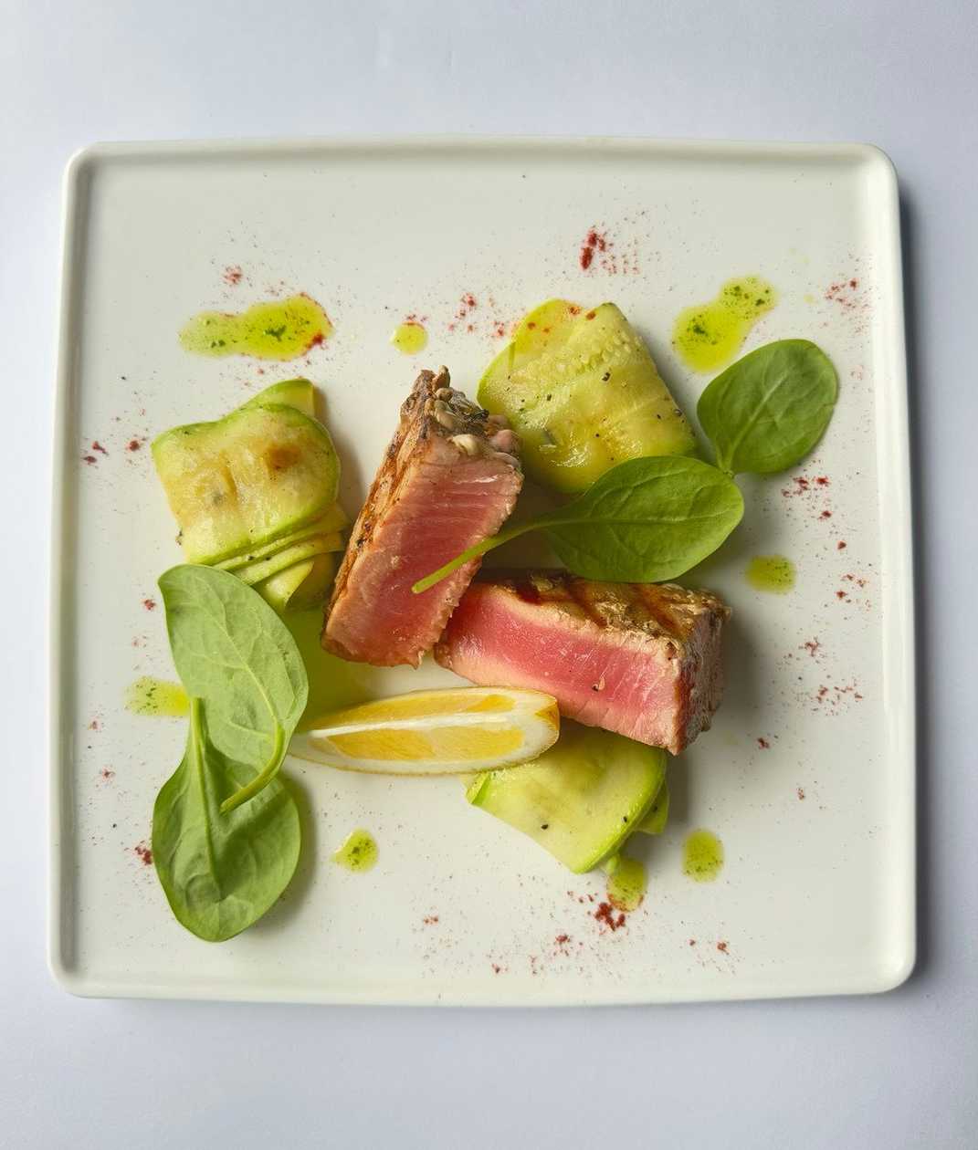 Tuna Steak on Zucchini Pappardelle
