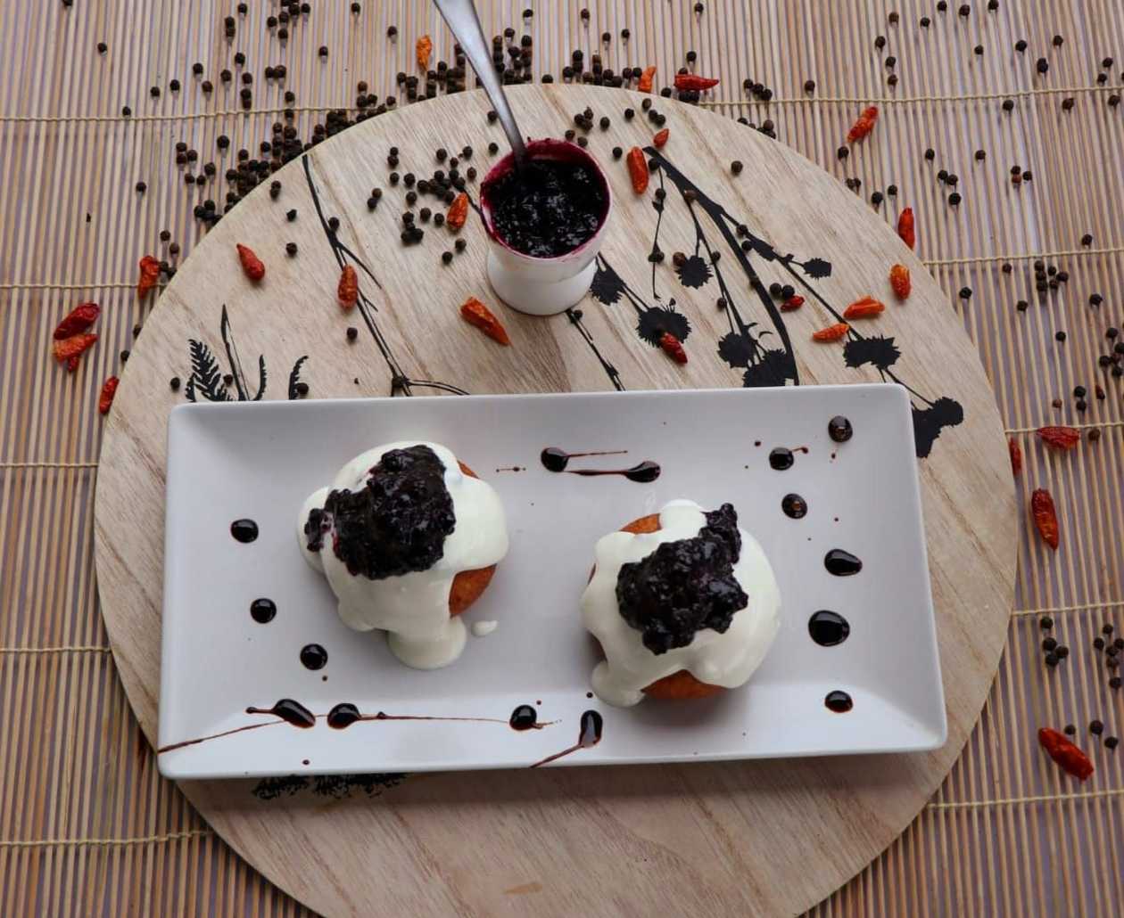 Papanași with Blueberry Jam