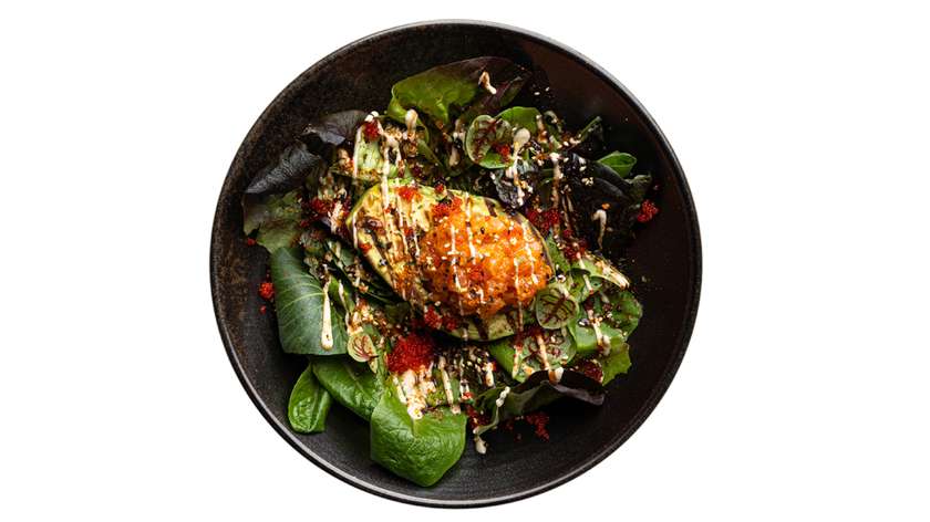 GRILLED AVOCADO WITH SALMON TARTAR