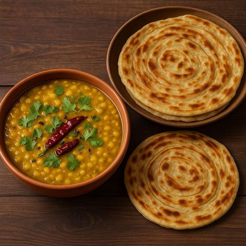 fry Daal Channa with Paratha