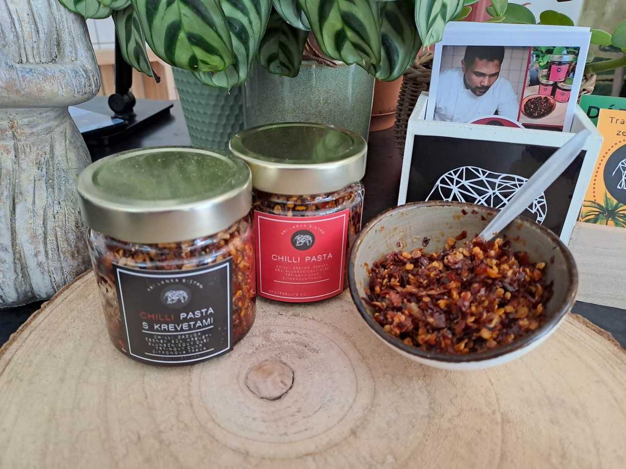 Chilli s krevetami - sklenička