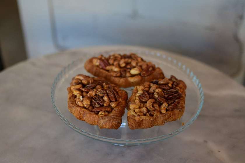 Croissant with Almond Cream, Nuts, Milk Chocolate