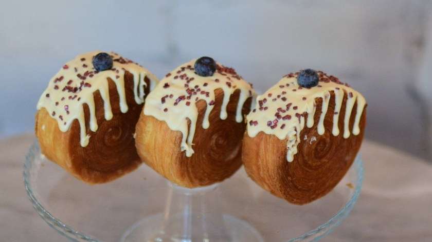 Round Croissant with Whipped Blueberry Ganache