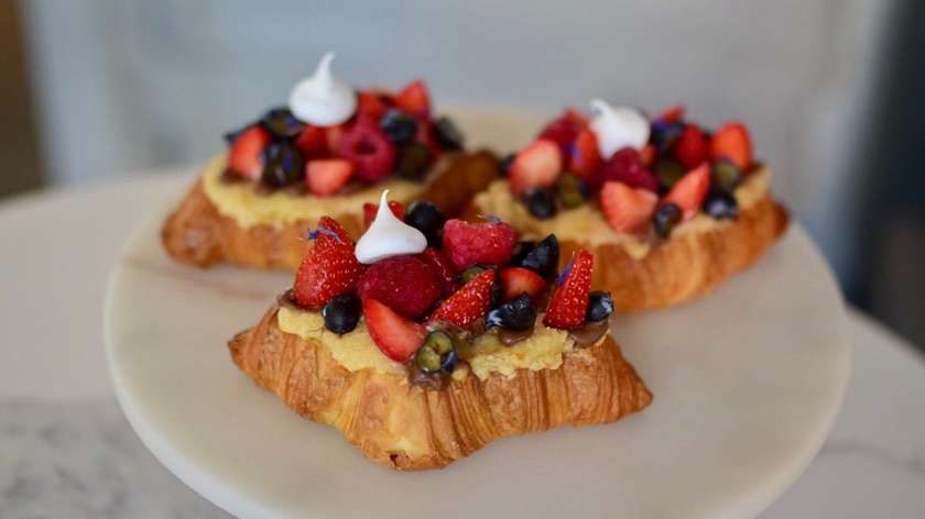 Croissant with Creamy Almond Cream, Milk Chocolate, Berries