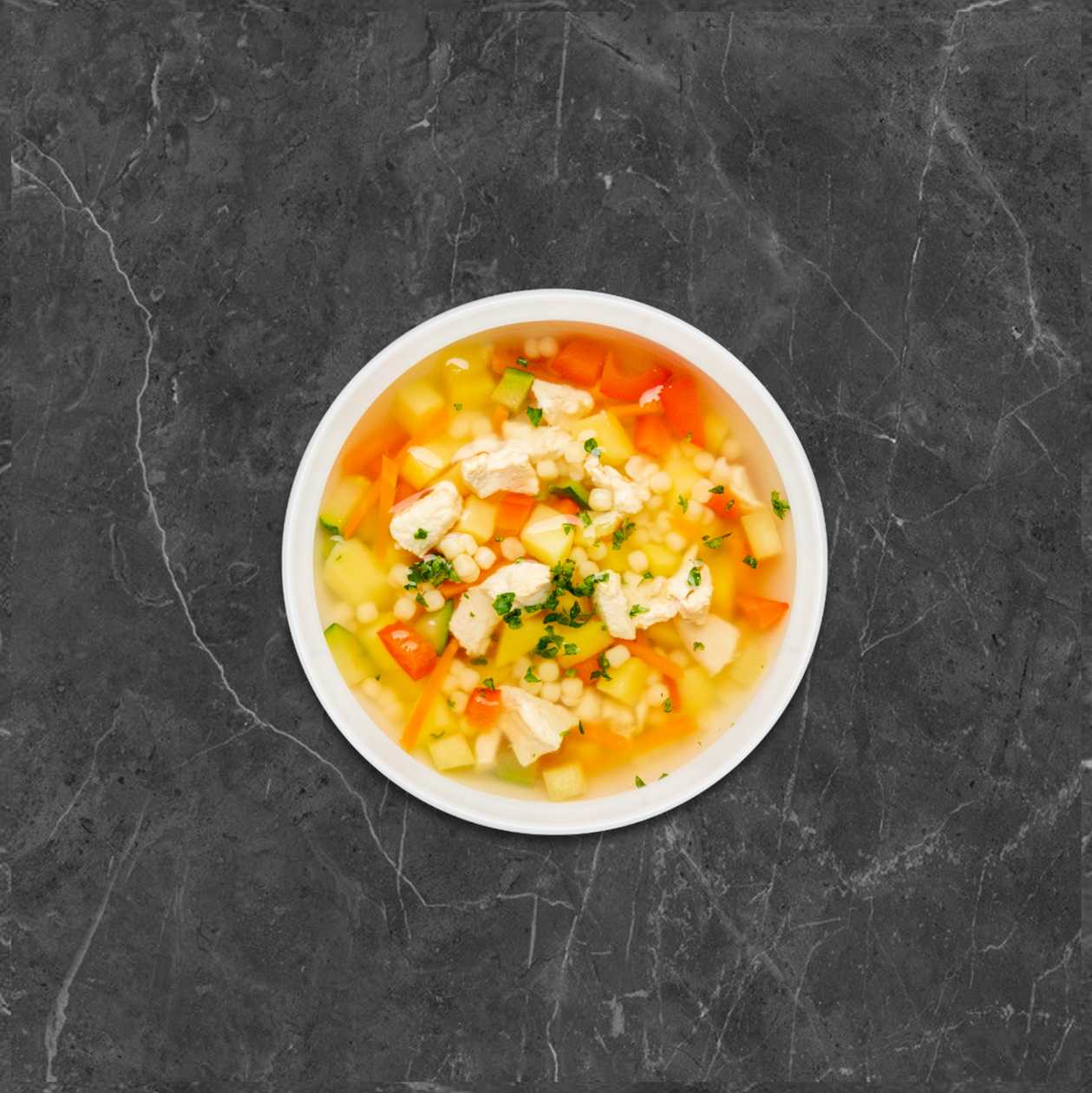 Aromatic chicken soup with noodles