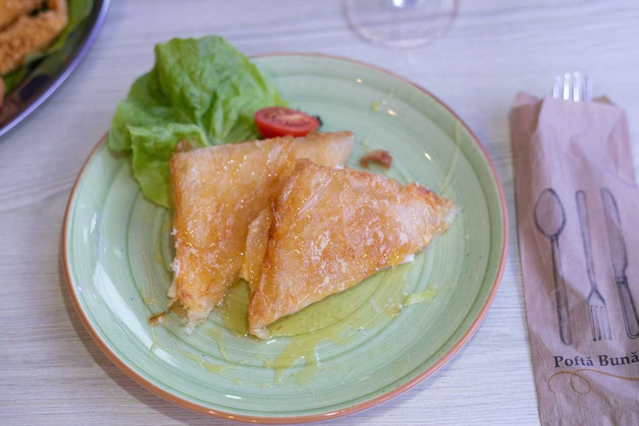 Fried feta with sesame and honey