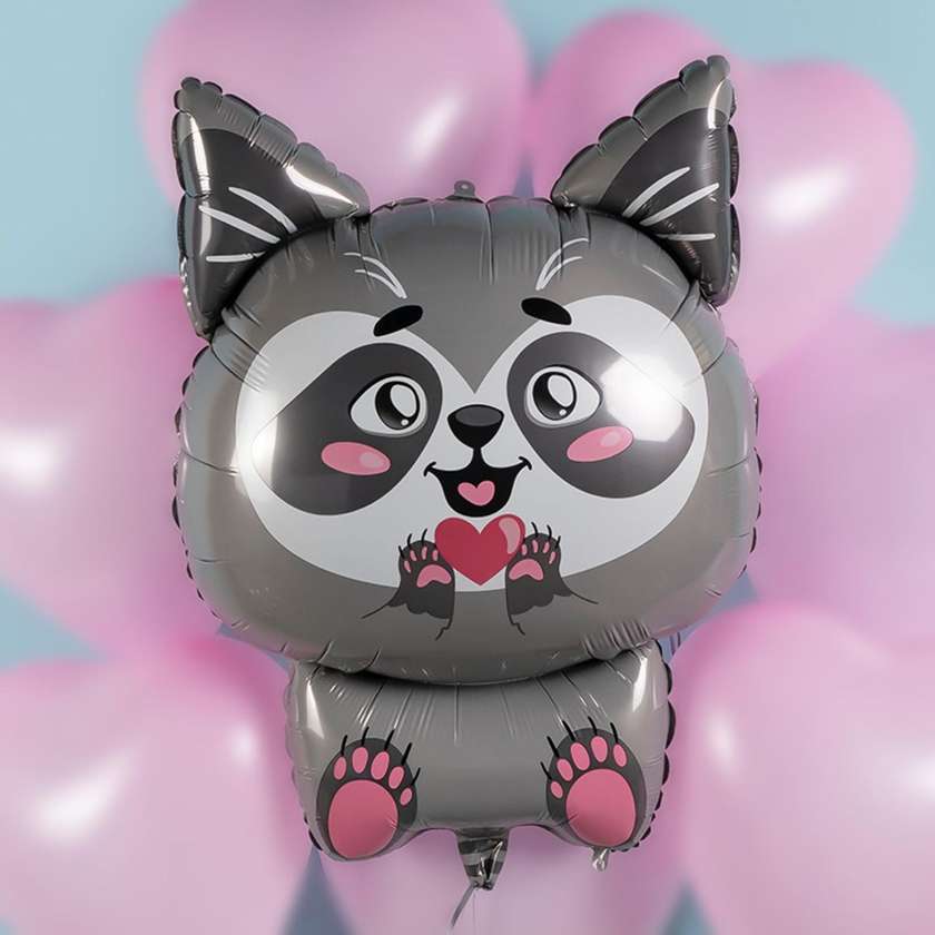 Foil balloon with helium "raccoon" 1pc (67x46cm)(117)