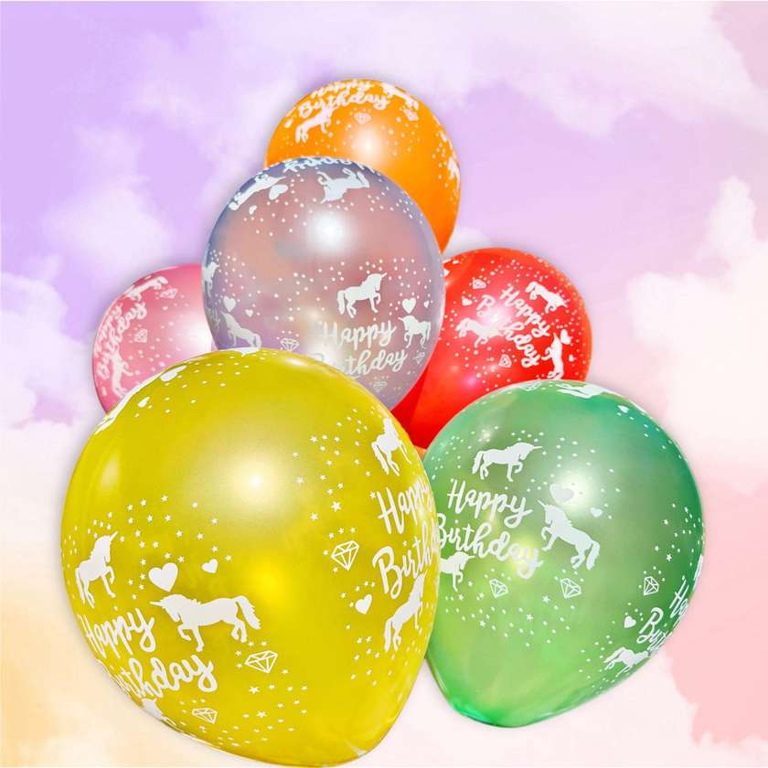 Balloons with helium 30 cm (1pc) Unicorn Happy Birthday Colorful