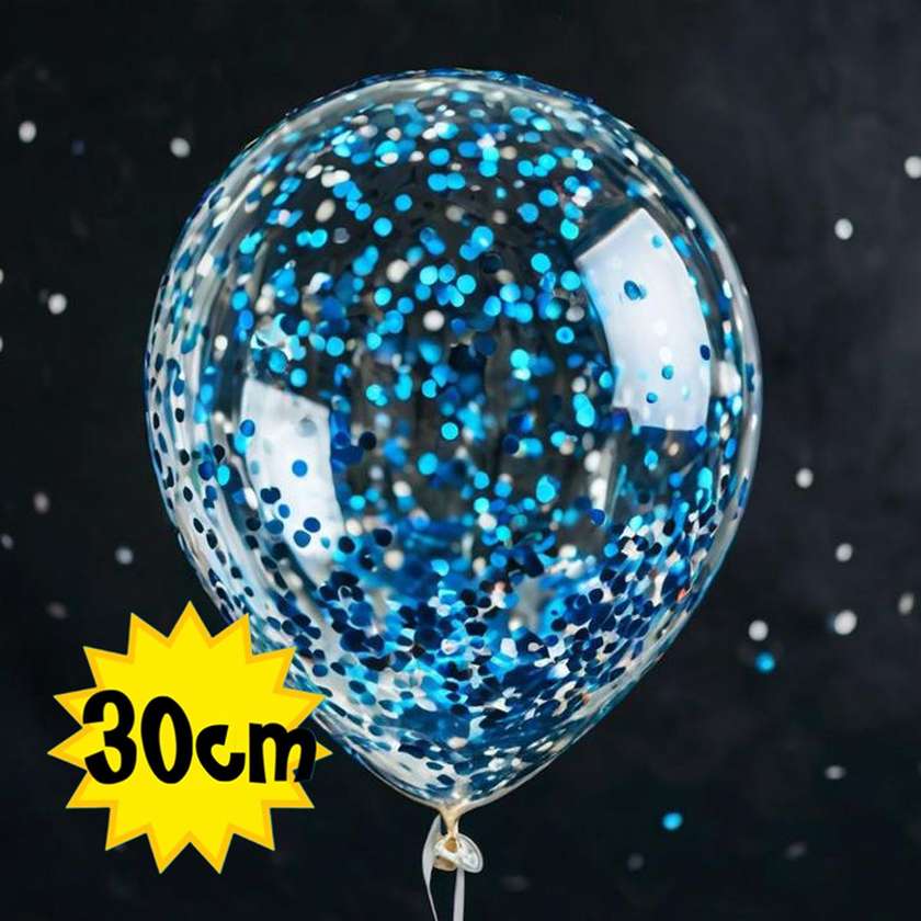 Balloons with helium 30 cm (1pc) blue confetti