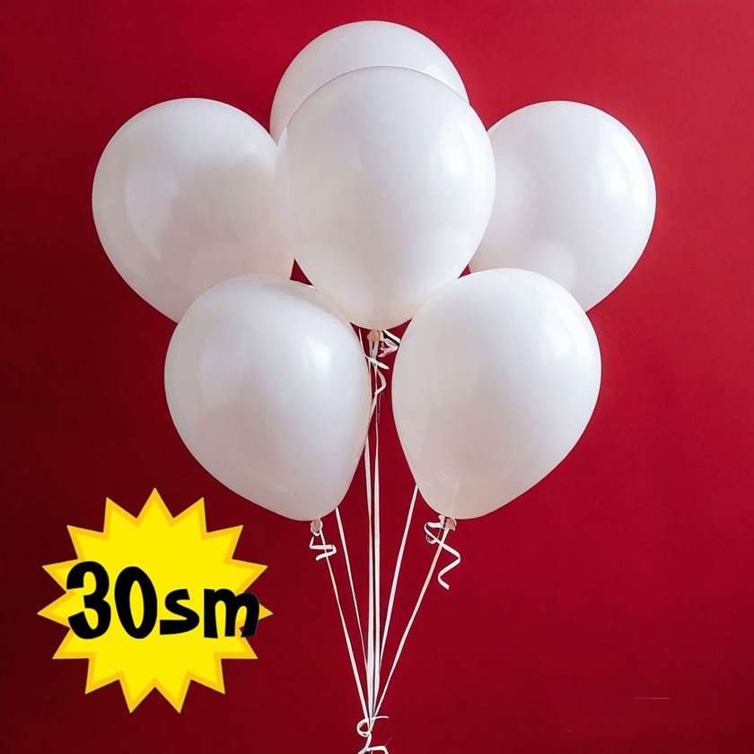Balloons with helium 30 cm (1pc) white