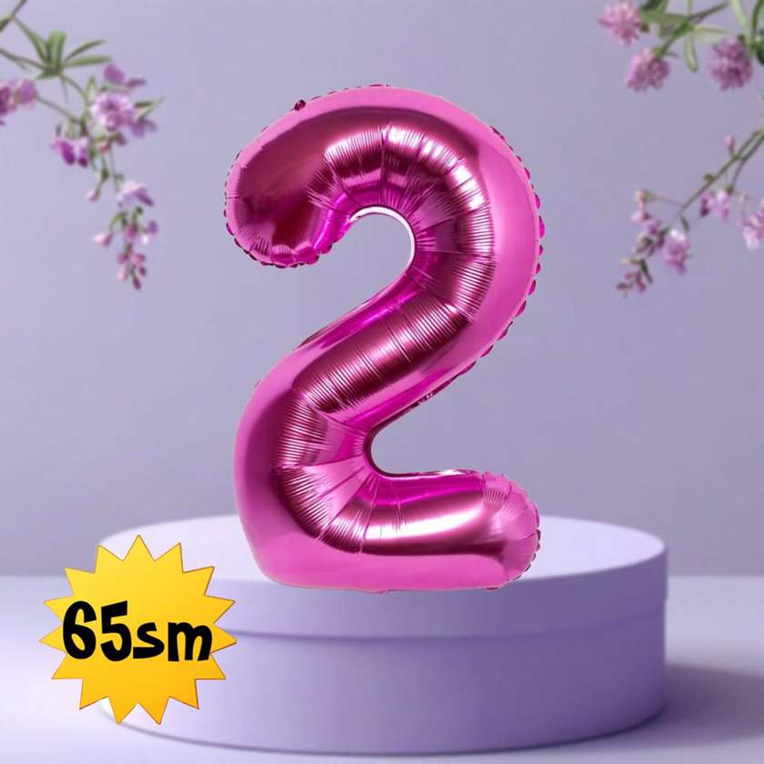 Foil balloon with helium Number 2 (65cm) Pink