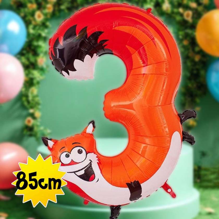 Polymer film balloon with helium number 3 85cm, fox