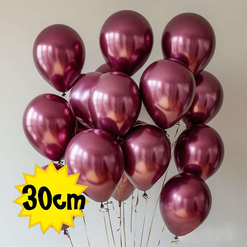 Balloons with helium 30 cm (1pc) dark pink mettalic