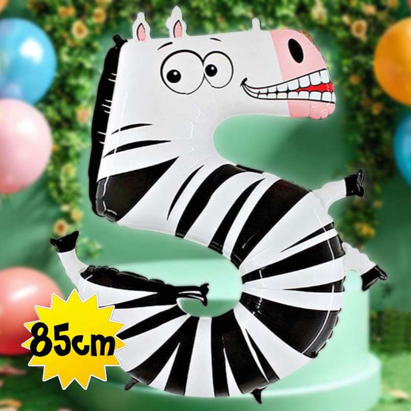 Polymer film balloon with helium number 5 85cm, zebra