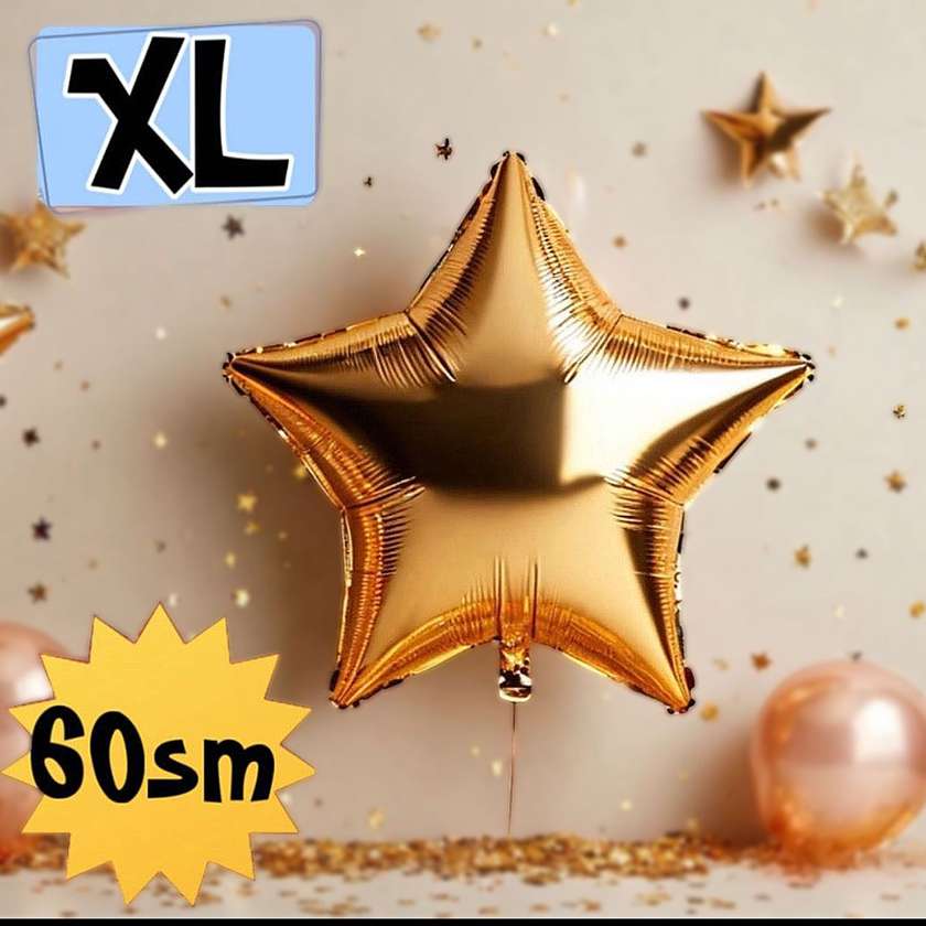 Foil star XL with helium (60cm) Gold, (1pc)
