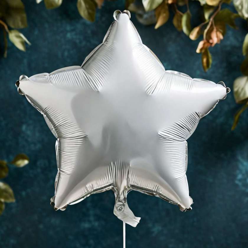 Foil star with helium (41cm) White, (1pc)