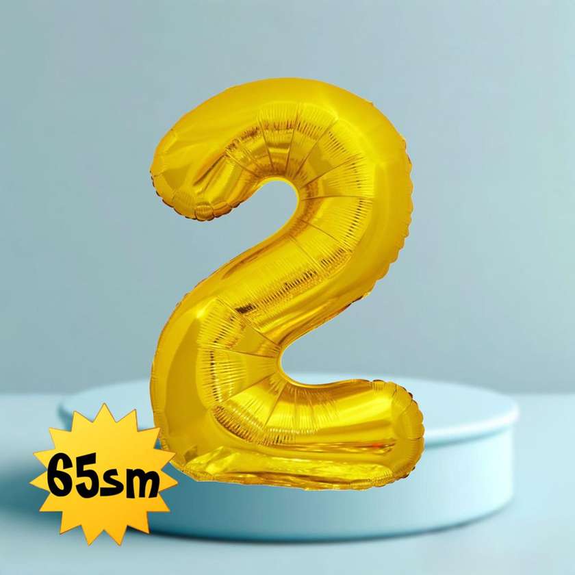 Foil balloon with helium Number 2 (65cm) Gold