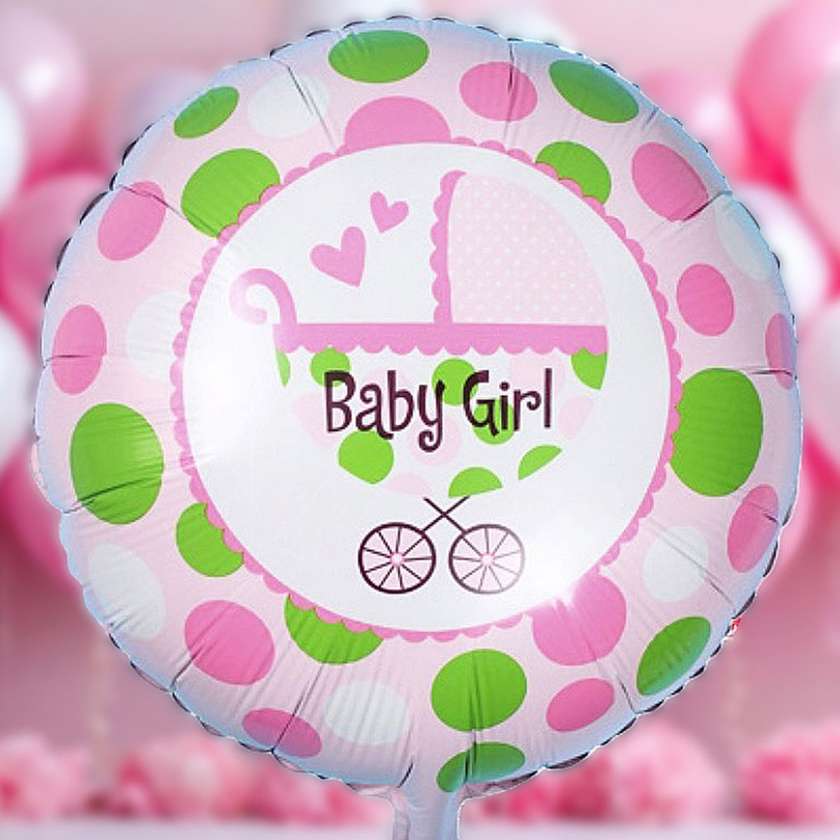 Foil balloon with helium (41cm) "Baby Girl" white and pink (1pcs) (2)