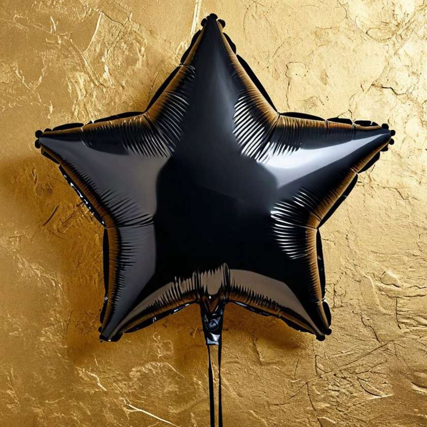 Foil star with helium (41cm) Black, (1pc)