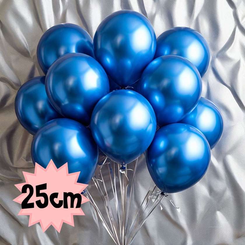 Balloons with helium 25cm (1pc) blue mettalic