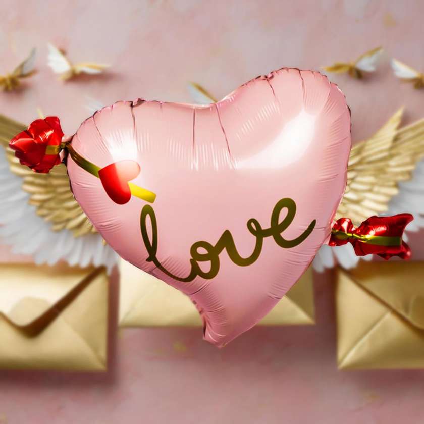 Foil heart with helium (46cm) "Love" (1pc)