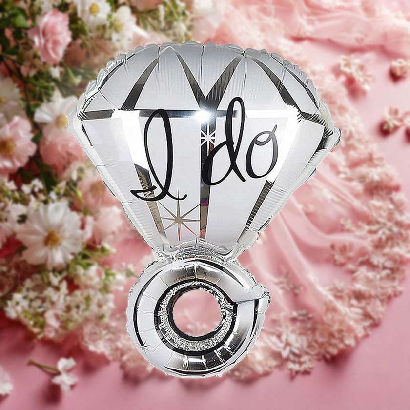 Foil balloon with helium silver ring "I DO" 1pc (61*44cm)(8)