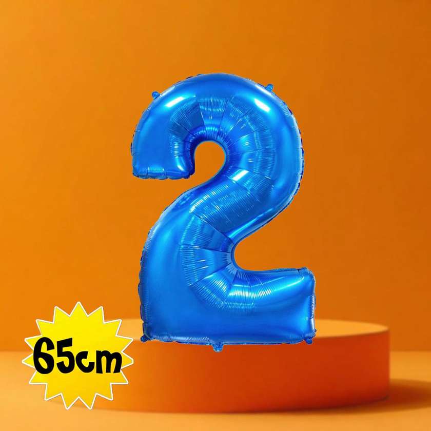 Foil balloon with helium Number 2 (65cm) Blue