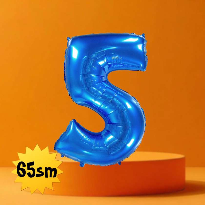Foil balloon with helium Number 5 (65cm) Blue