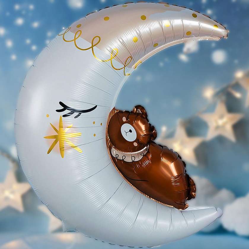 Foil balloon with helium "Moon and Bear" 1pc (68x51cm) (22)