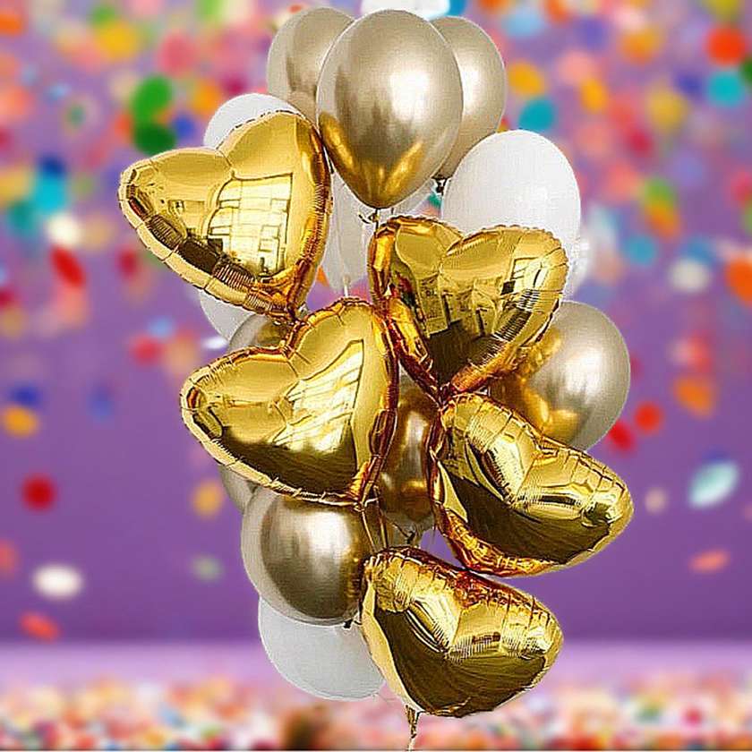 Set of balloons with helium "Tenderness of gold" (19pcs)