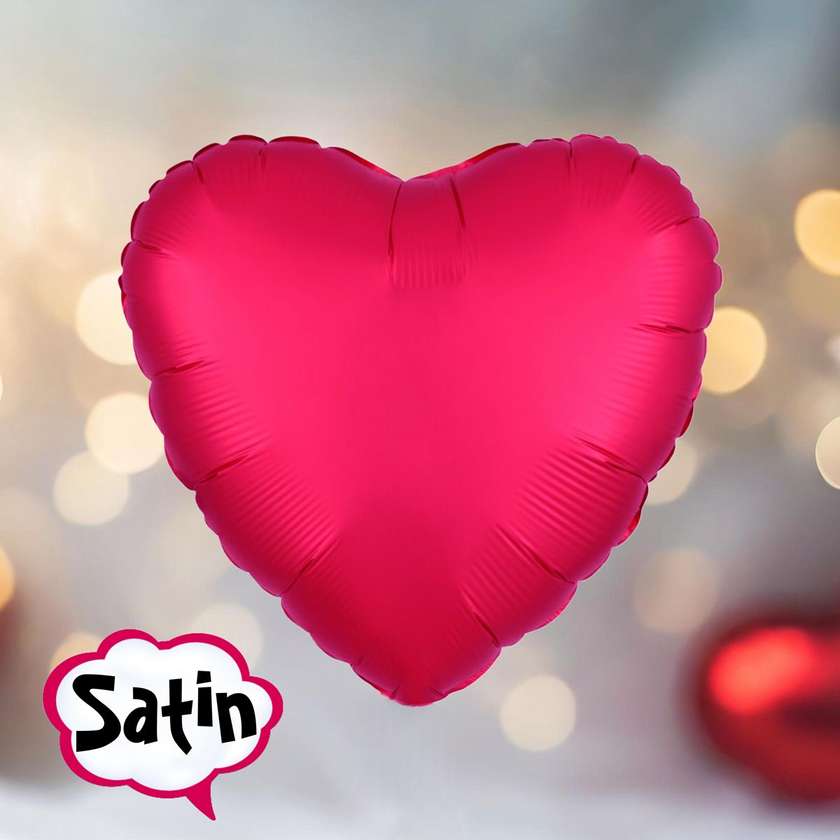 Foil heart with helium (41cm) red satin (1pc)