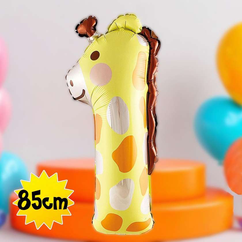 Foil balloon with helium number "1" 85cm, giraffe