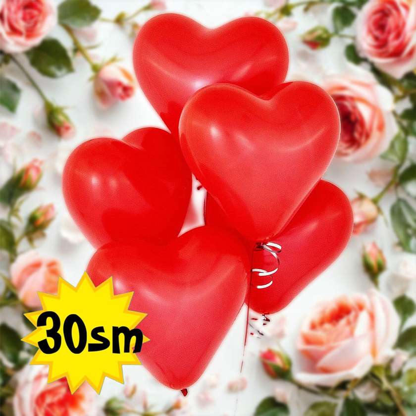 Balloons with helium 30 cm (1pc) heart shape red