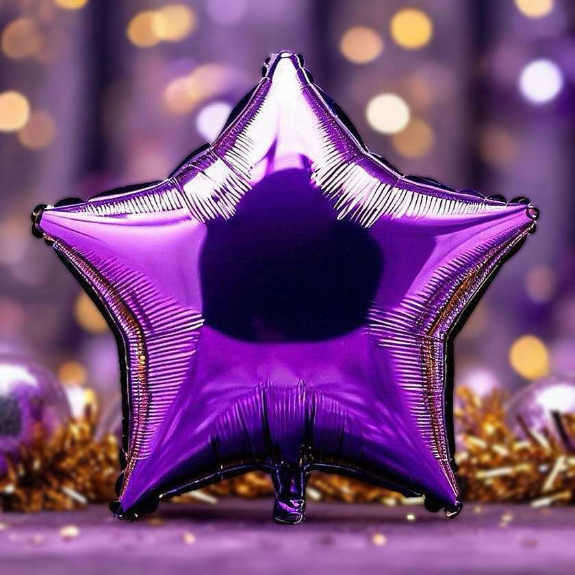 Foil star with helium (41cm) Purple, (1pc)
