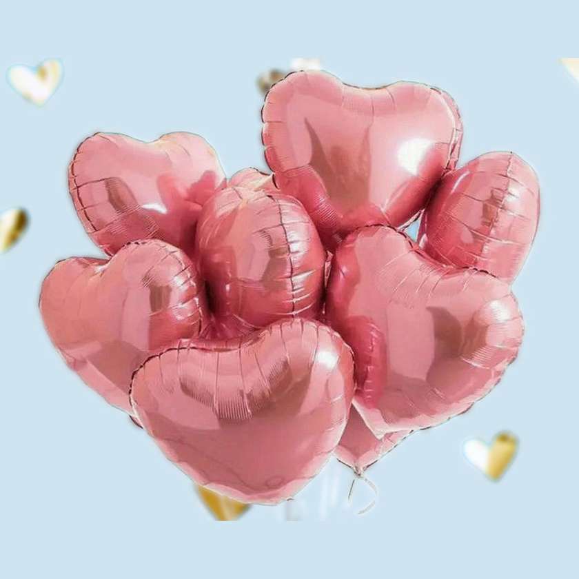 Set of balloons with helium (10 pcs). Pink hearts (140)