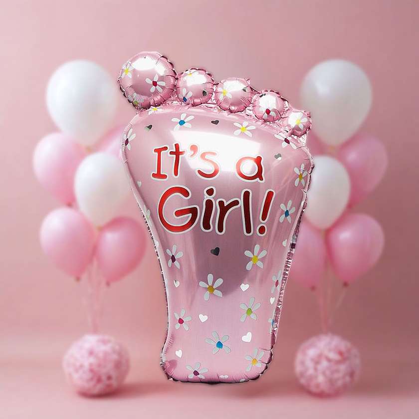 Foil balloon with helium (64x36cm) "It's a girl" (1pcs) (6)