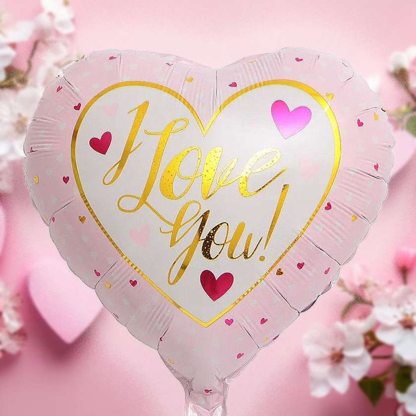 Foil star with helium (41cm) I Love You Pink , (1pc)