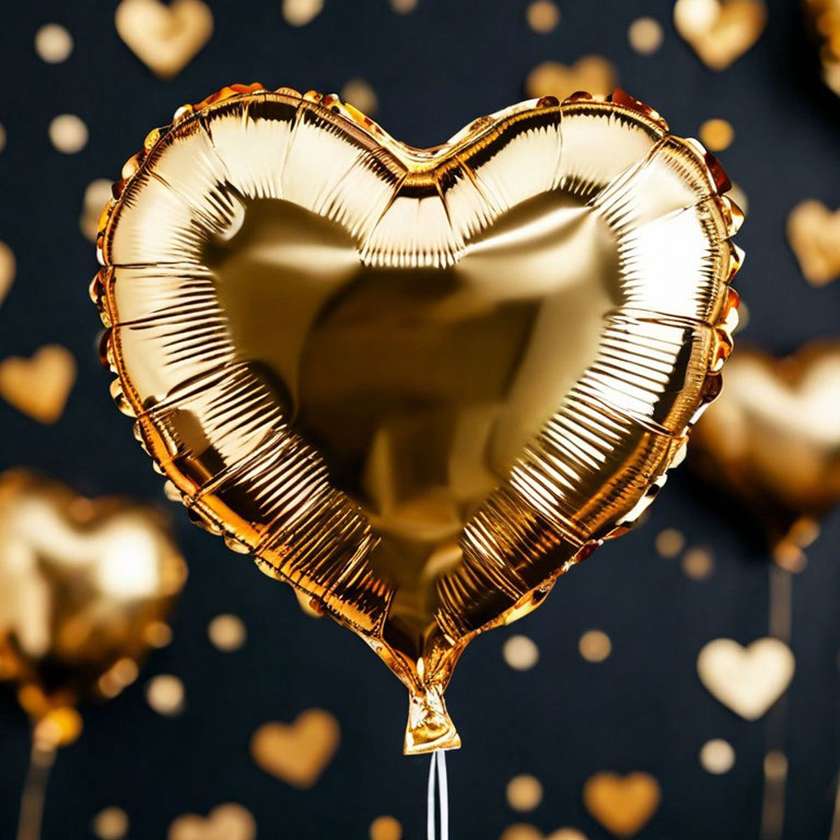 Foil Heart with helium (41cm) Gold, (1pc)
