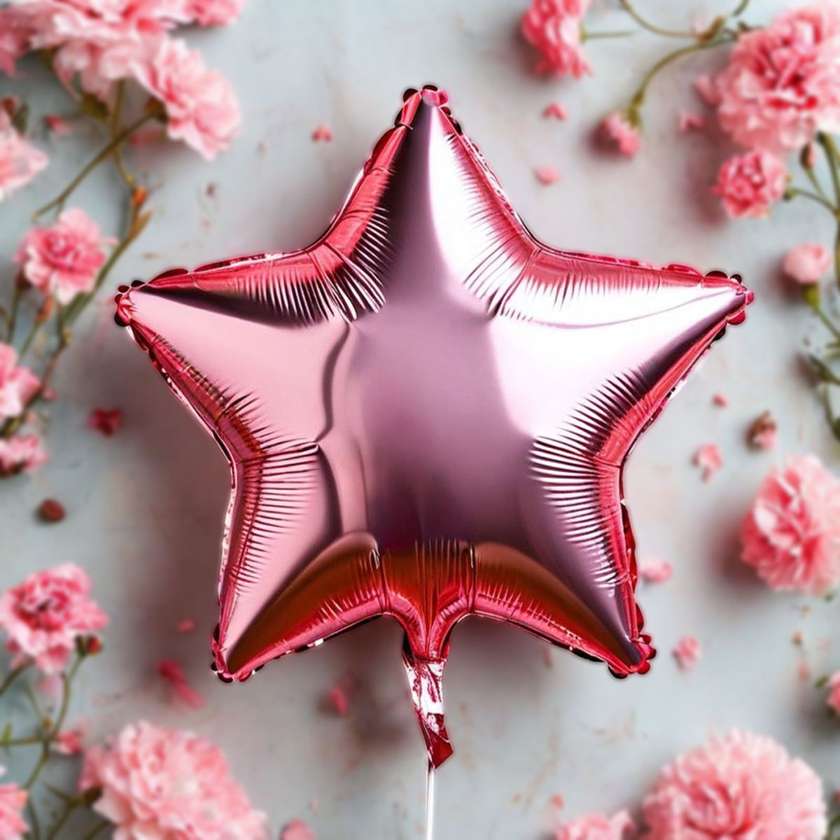 Foil star with helium (41Sm) Pink, (1pc)